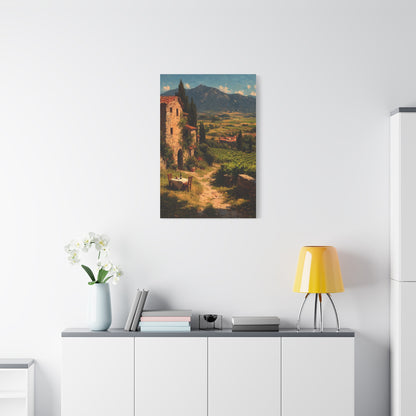 Tuscan Vineyard Farmhouse Lunch Scene Wall Art & Canvas Print