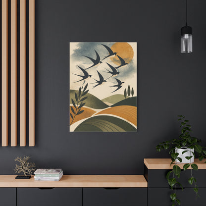 Minimalist Bird Silhouette Landscape Wall Art & Canvas Print