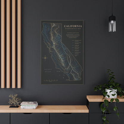 California Hydrological Map Wall Art & Canvas Print