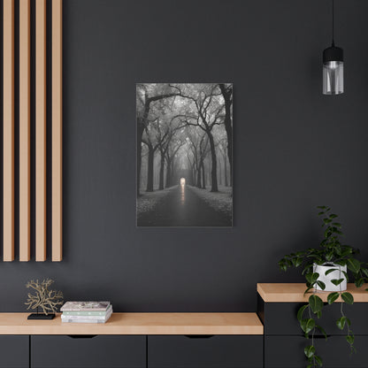 Misty Tree Avenue Monochrome Wall Art & Canvas Print