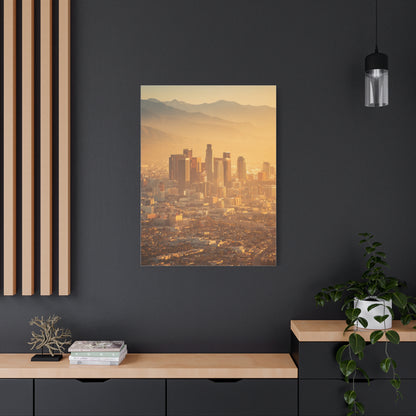 Los Angeles Golden Sunrise Skyline Wall Art & Canvas Print