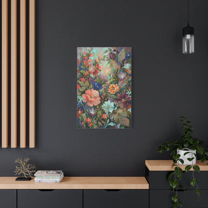 Enchanted Floral Garden & Fireflies Wall Art & Canvas Print