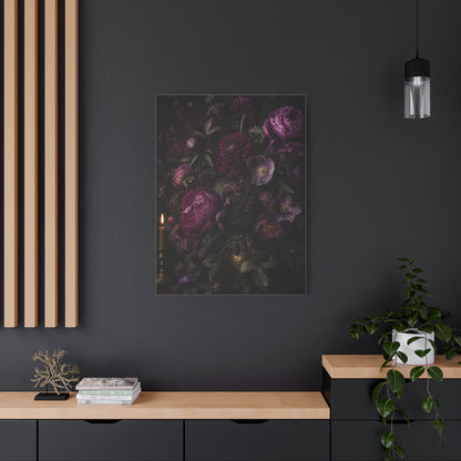Dark Floral Still Life Candlelight Wall Art & Canvas Print