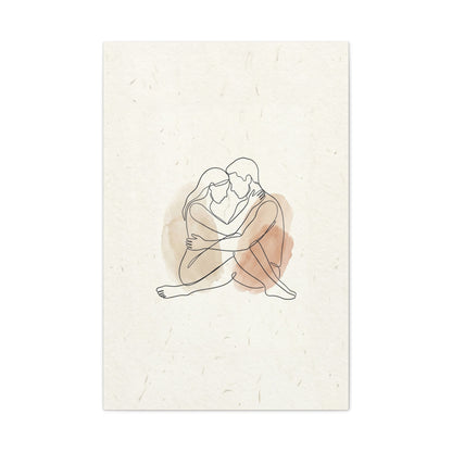 Minimal Line Art Intimate Embrace Wall Art & Canvas Print