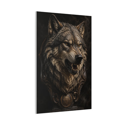 Baroque Gothic Wolf Head Sculpture Portrait Wall Art & Canvas Print
