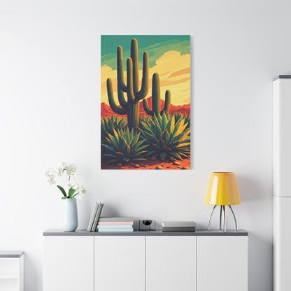 Southwestern Saguaro and Agave Desert Illustration Wall Art & Canvas Prints