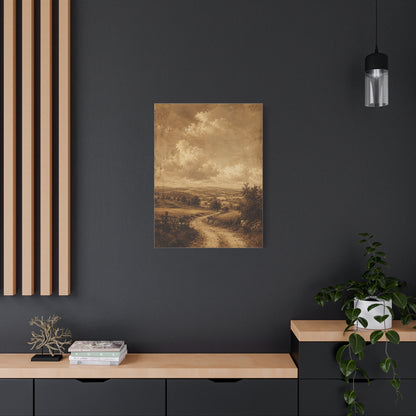 Sepia Countryside Path Panorama Wall Art & Canvas Print