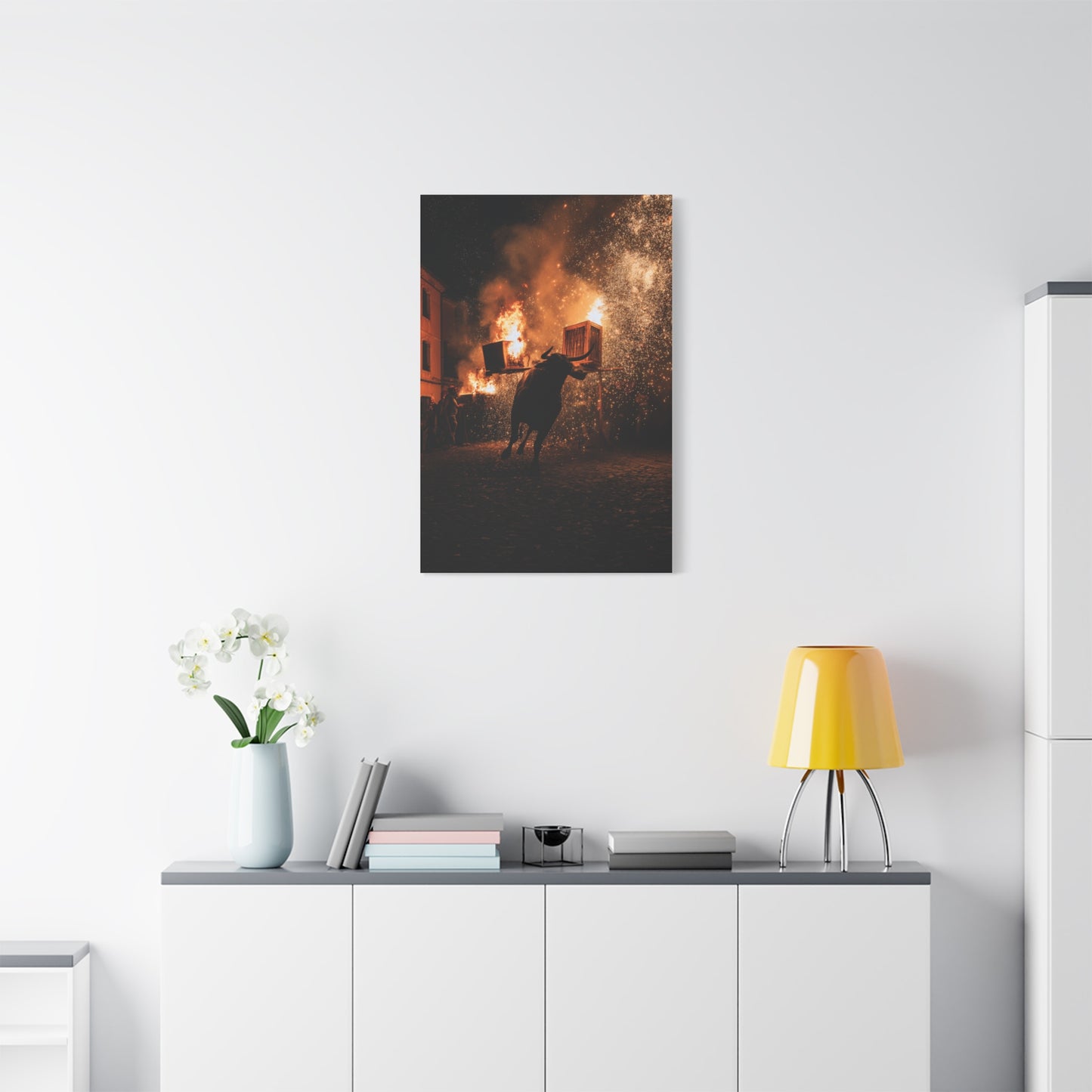 Toro de Júbilo Fire Bull Festival Wall Art & Canvas Print