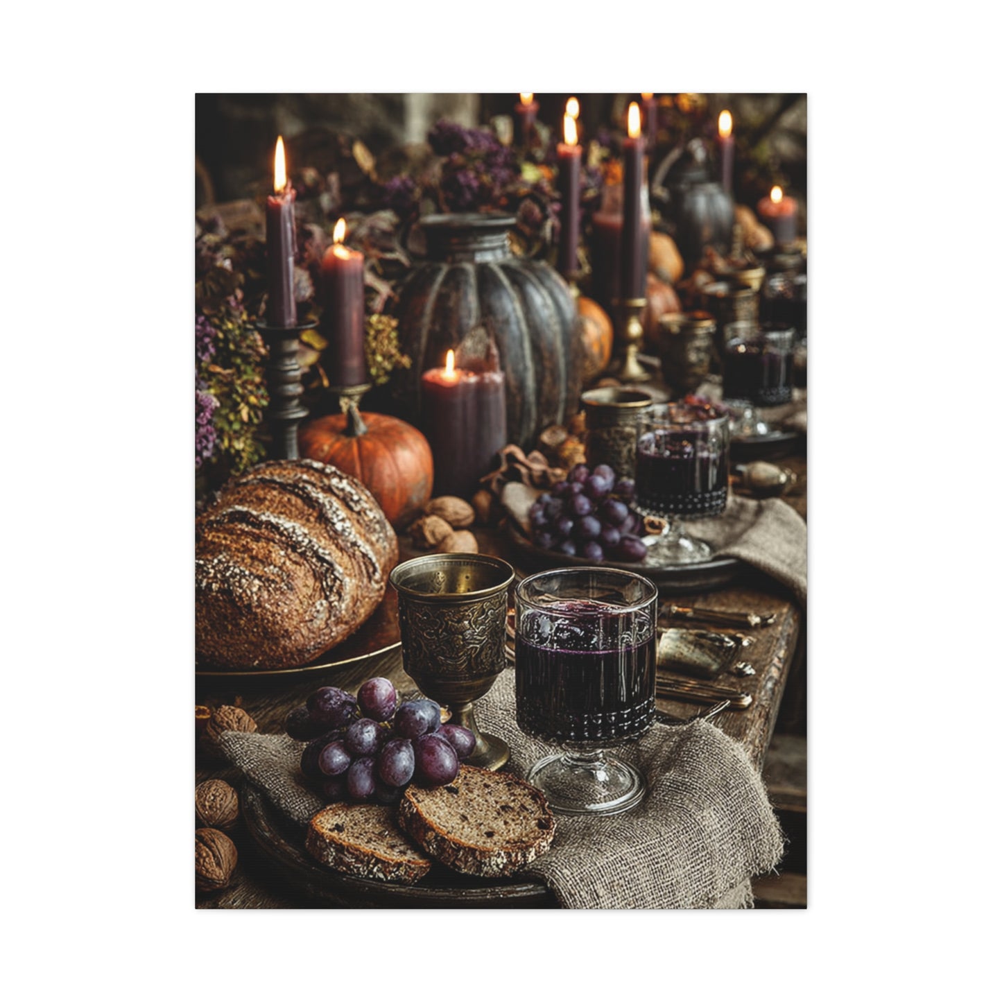Autumn Harvest Feast Table Wall Art & Canvas Print