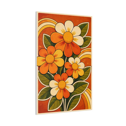 Vintage Groovy Floral Orange Composition Wall Art & Canvas Print