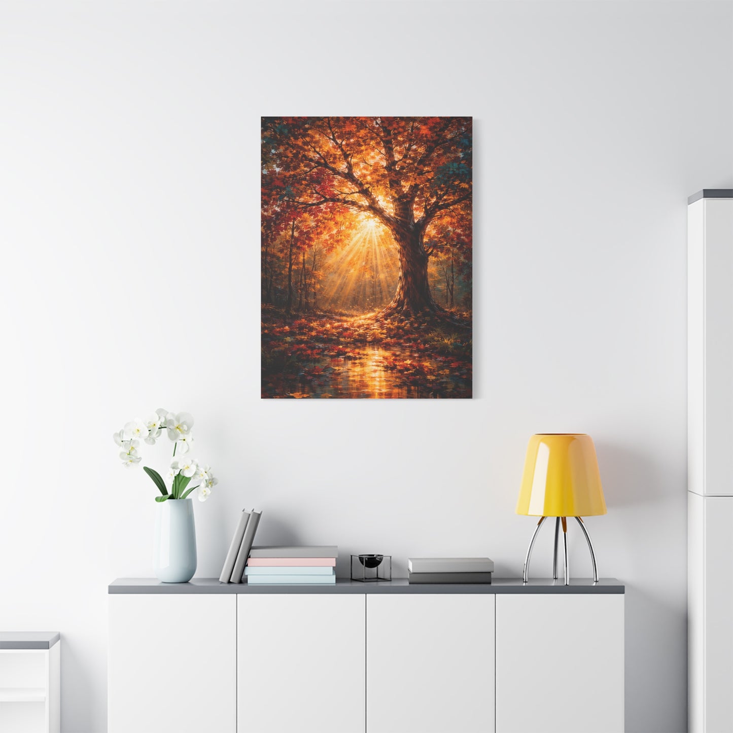 Radiant Autumn Sunburst Tree Wall Art & Canvas Print
