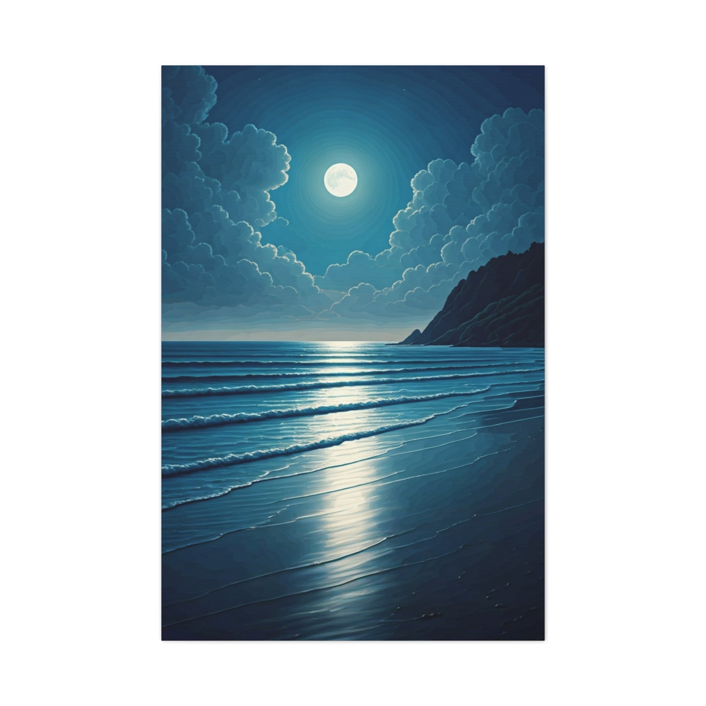 Moonlit Ocean Horizon Night Wall Art & Canvas Prints