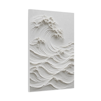 Minimal White Sculptural Wave Texture Wall Art & Canvas Print