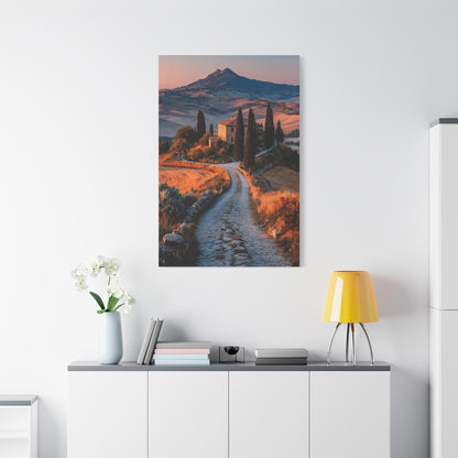 Tuscan Hilltop Villa Road Wall Art & Canvas Print