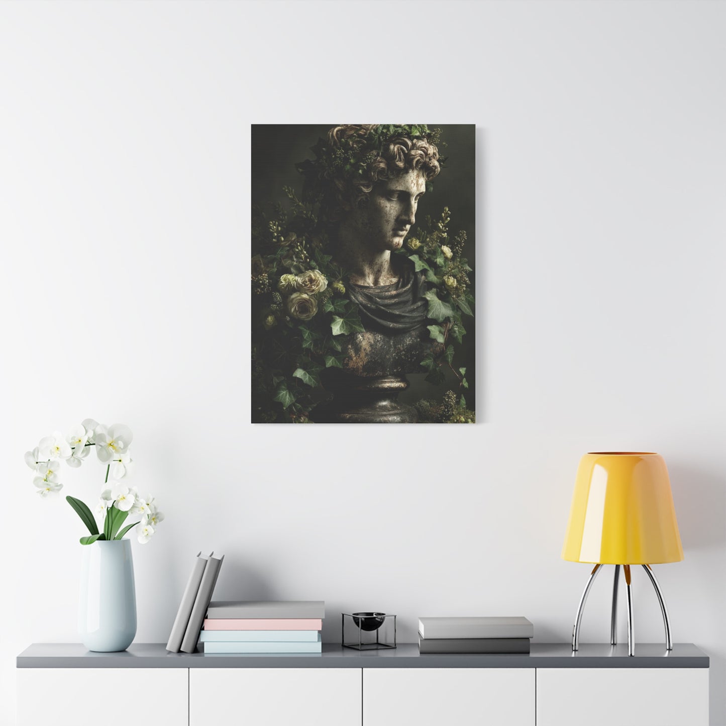 Classical Bust with Botanical Elegance Wall Art & Canvas Print