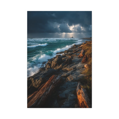 Storm Coast Driftwood Shoreline Wall Art & Canvas Print