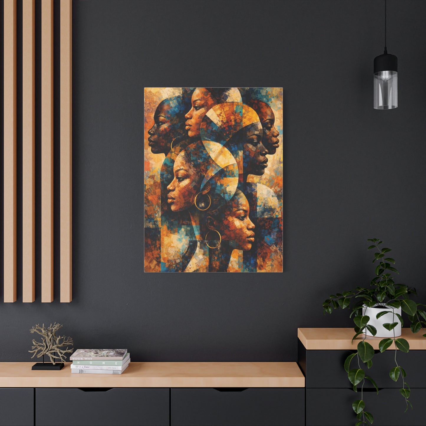 Abstract Overlapping African Profiles Wall Art & Canvas Print