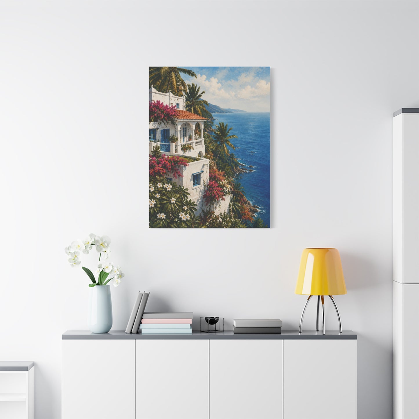 Mediterranean Coastal Villa Escape Tropical Wall Art & Canvas Print