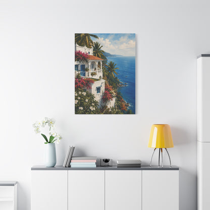 Mediterranean Coastal Villa Escape Tropical Wall Art & Canvas Print