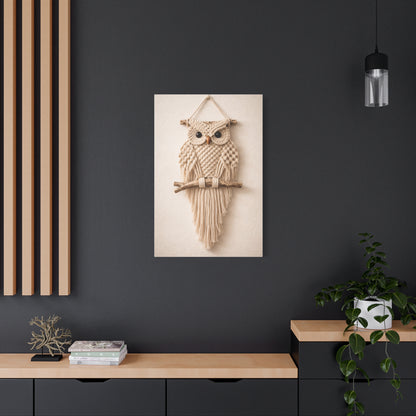 Boho Macrame Owl Textile Wall Art & Canvas Print