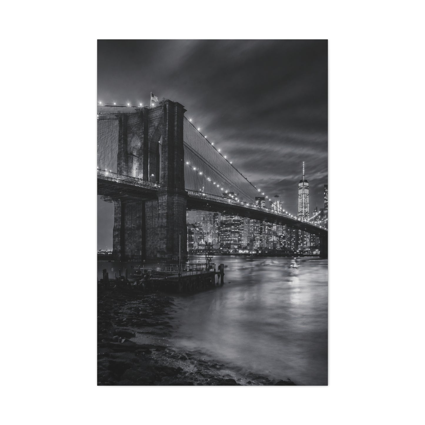Brooklyn Bridge Night Panorama Wall Art & Canvas Print