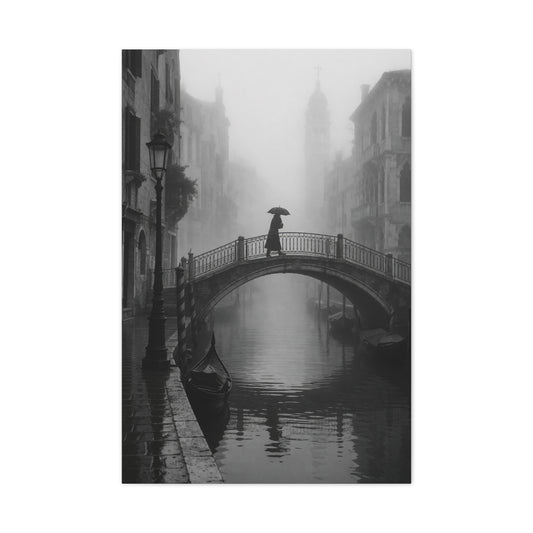 Venetian Bridge Fog Scene Wall Art & Canvas Print