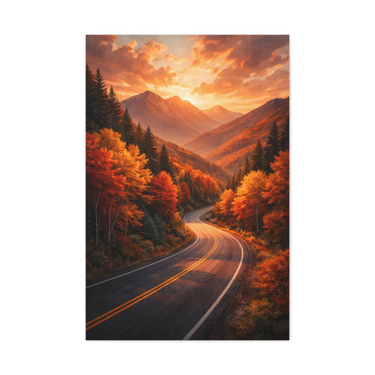 Autumn Mountain Road Landscape Wall Art & Canvas Print