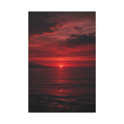 Crimson Sunset Seascape Wall Art & Canvas Print
