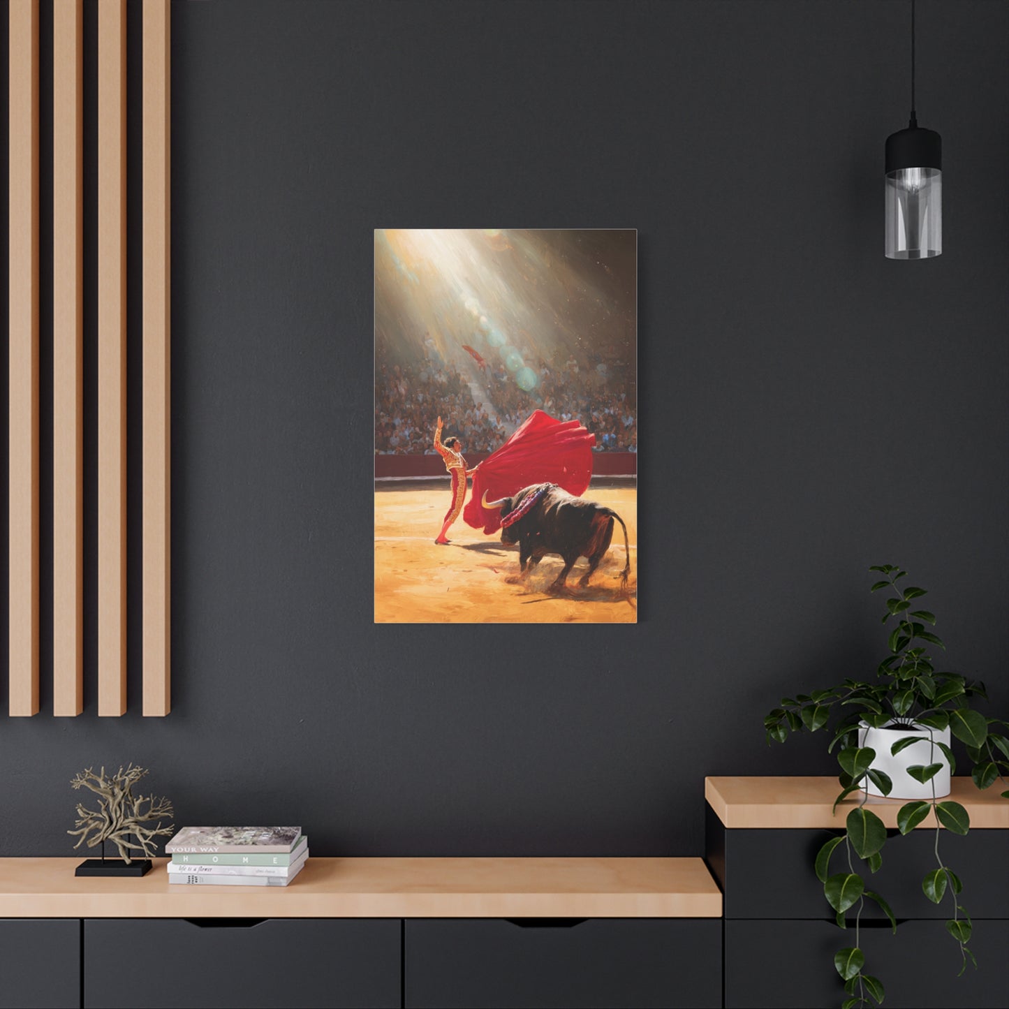 Spanish Matador and Charging Bull Arena Scene Wall Art & Canvas Print
