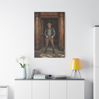 Gunslinger Outside the Saloon Wall Art & Canvas Print