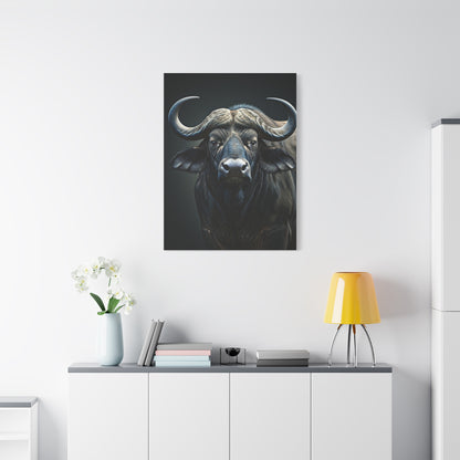 Ultra-Dark Matte Cape Buffalo Portrait Wall Art & Canvas Print