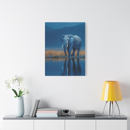Elephant Blue Hour Reflection Wall Art & Canvas Print