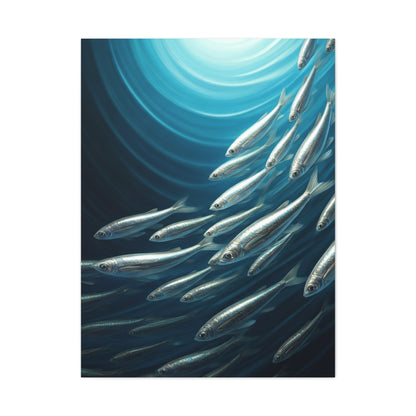 School of Fish in Deep Blue Ocean Wall Art & Canvas Prints