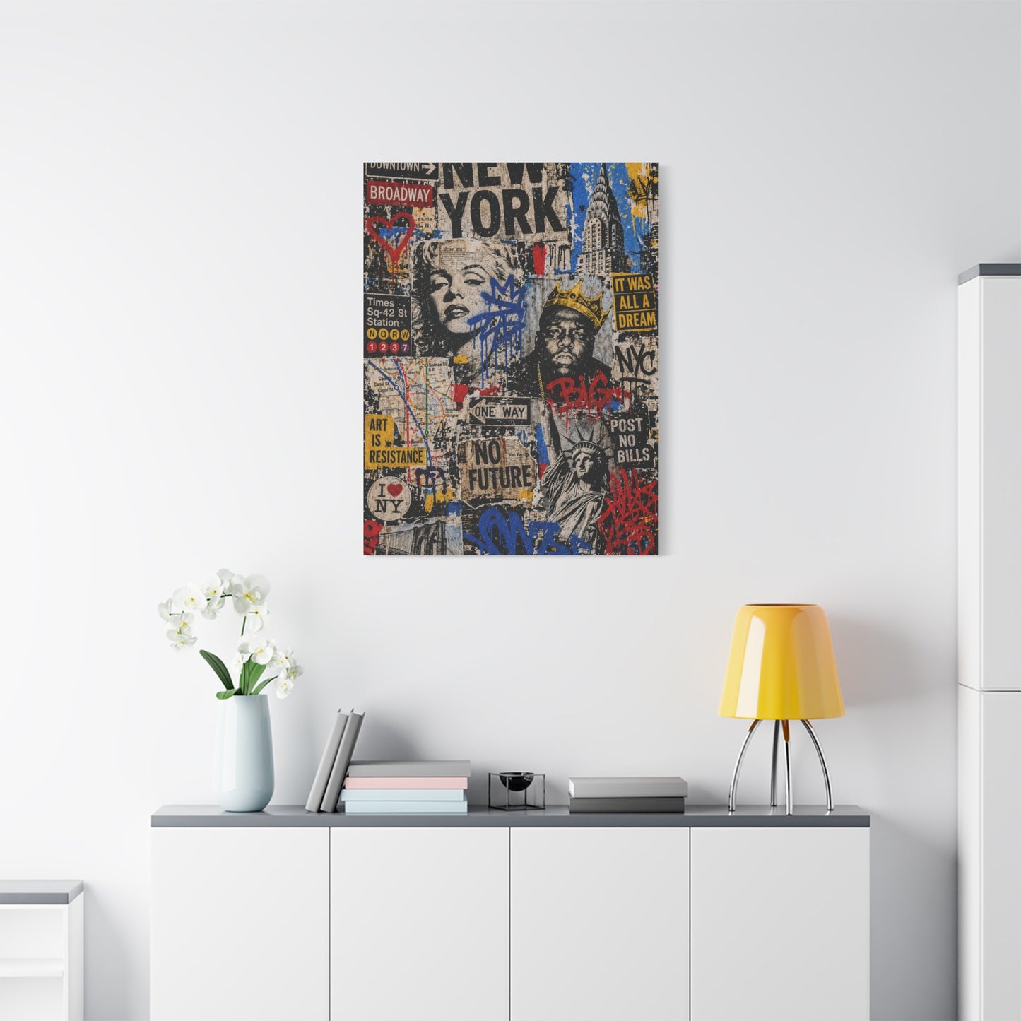 NYC Pop Graffiti Collage Statement Wall Art & Canvas Print