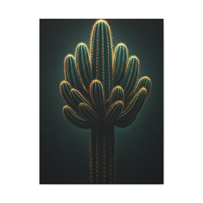 Golden Saguaro Cactus Desert Silhouette Wall Art & Canvas Prints
