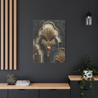 Art Deco Gold Architectural Relief Wall Art & Canvas Print