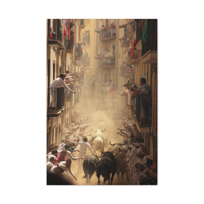 Running of the Bulls Festival Charge Wall Art & Canvas Print