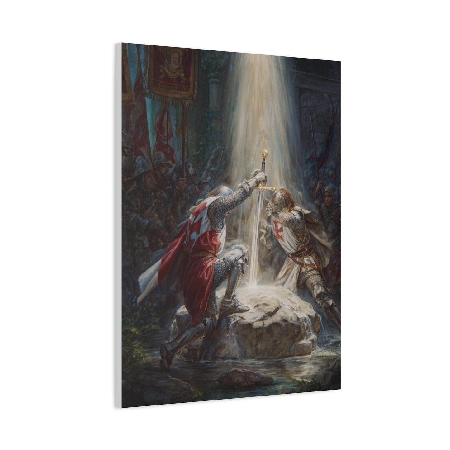 Knights Witness the Miracle of Excalibur Wall Art & Canvas Print