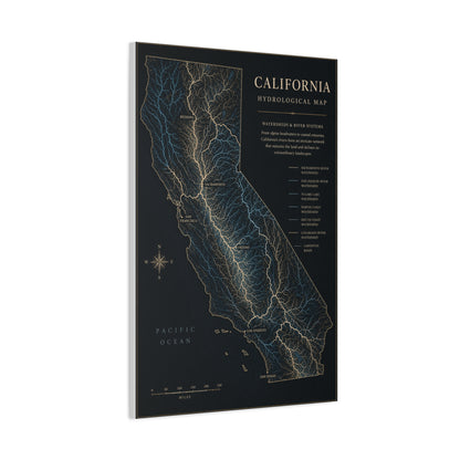California Hydrological Watershed Map Wall Art & Canvas Print