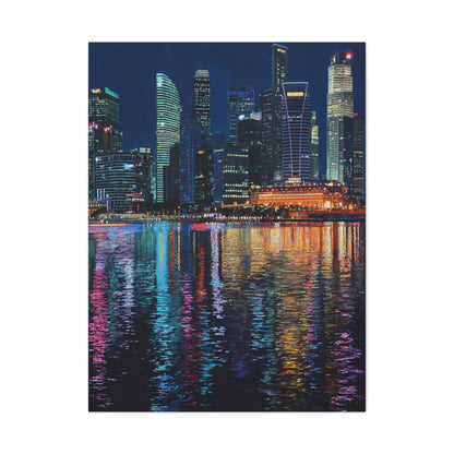 Singapore Skyline Marina Bay Night Reflections Wall Art & Canvas Print