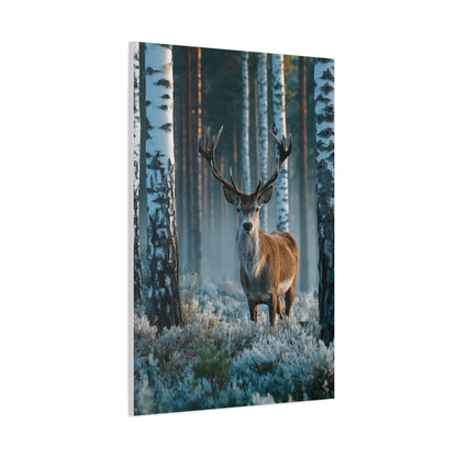 Nordic Birch Forest Stag Wall Art & Canvas Print