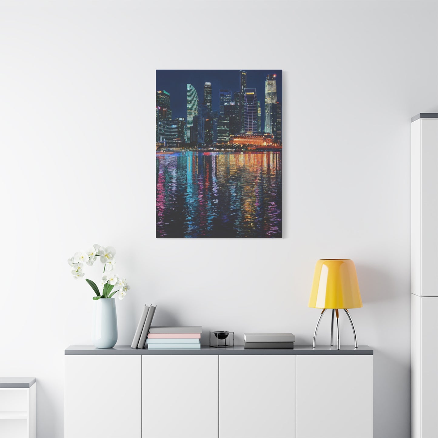 Singapore Skyline Marina Bay Night Reflections Wall Art & Canvas Print