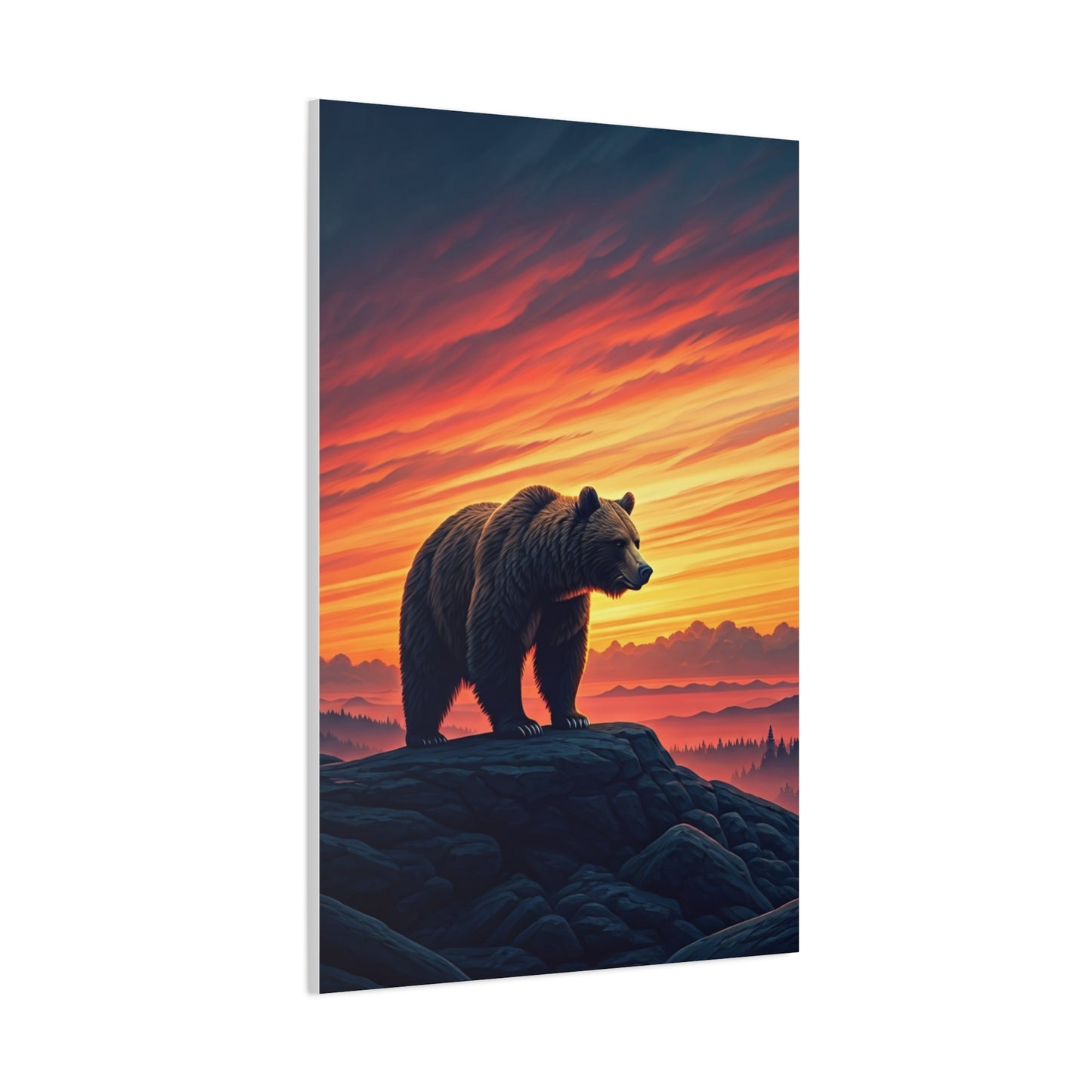 Sunset Summit Bear Silhouette Wall Art & Canvas Prints