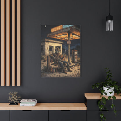 Desert Oasis Skeleton Cowboy Scene Wall Art & Canvas Print