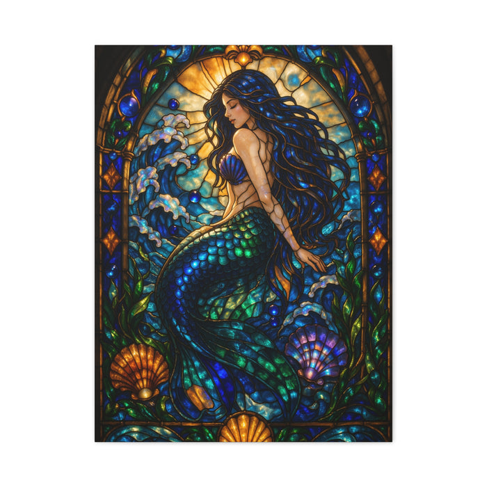 Stained Glass Ocean Siren Wall Art & Canvas Print