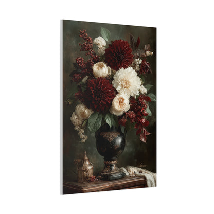 Burgundy Dahlia Floral Still Life Wall Art & Canvas Print