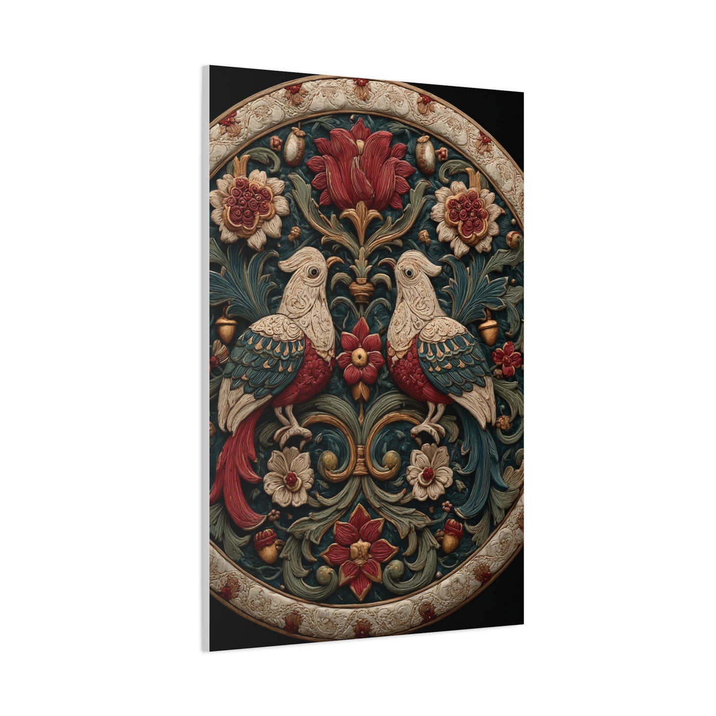 Ornamental Folk Bird Mandala Wall Art & Canvas Print