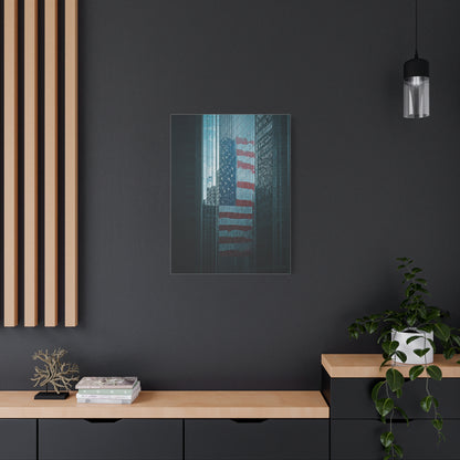 Urban Skyline Patriot Flag Reflection Wall Art & Canvas Prints