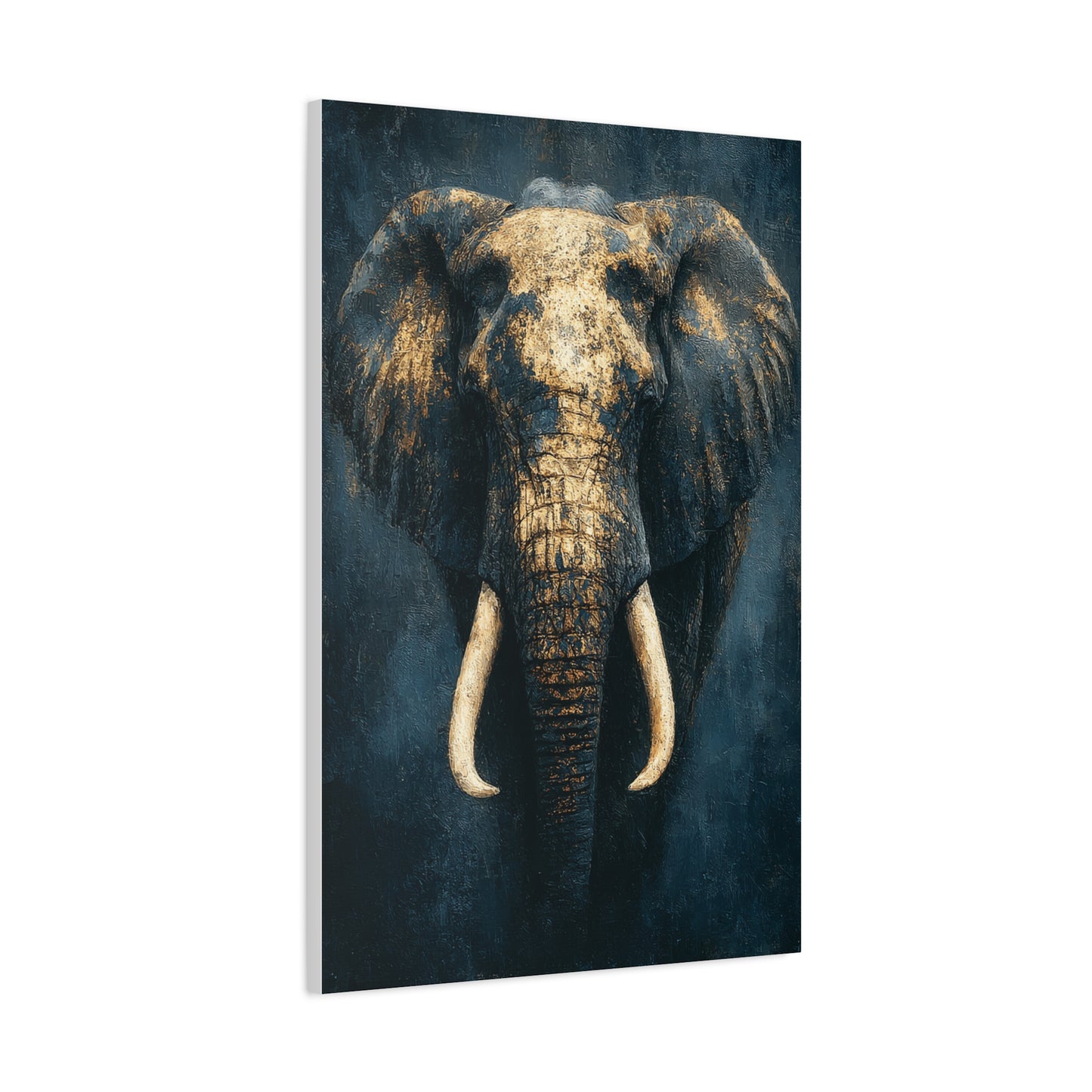 Black and Gold Regal Elephant Portrait Wall Art & Canvas Print