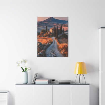 Tuscan Hilltop Villa Road Wall Art & Canvas Print
